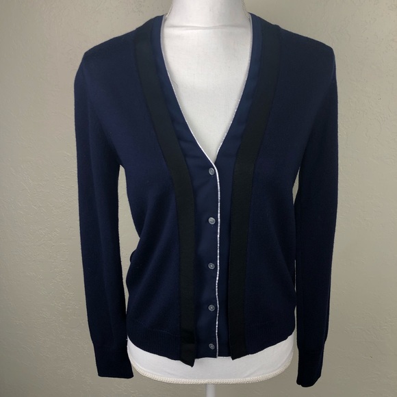 navy blue merino wool cardigan